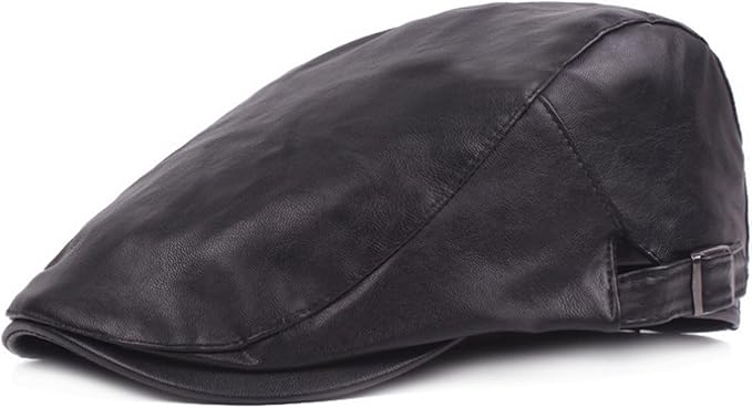 black suede leather beanie cap