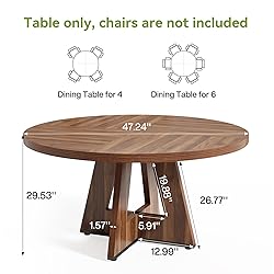 LITTLE TREE Round Dining Table for 4-6 People, 47