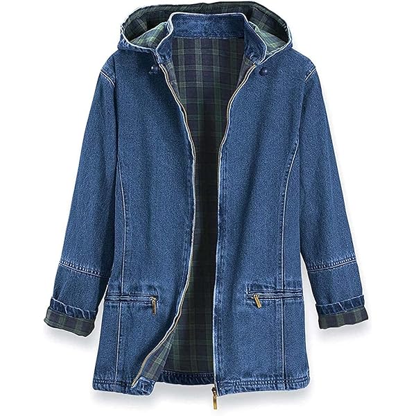 トップス Lafayette Washed Denim Anorak Jacket ellos Plus Size Hooded Anorak Denim Jacket - 12, Medium