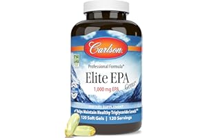 Carlson - Elite EPA Gems, 1000 mg EPA Fish Oil, Wild-Caught, Norwegian Fish Oil, Sustainably Sourced, Helps Maintain Healthy Triglyceride Levels, 120 Softgels
