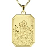 FJ St Christopher Necklace 925 Sterling Silver Religious Protection Pendant for Men Women
