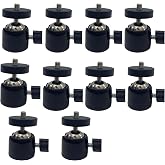 Universal 1/4" Swivel Mini Ball Head Tripod Mount, Black, 10-Pack | 360 Degree Rotating Adapter, For DSLR Cameras, For Tripods, For Monopods