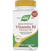 Nature's Way Vitamin B1, Supports Energy Metabolism*, 100 Capsules | A High-Potency Formula, Helps convert Food to Fuel*, Providing 100 mg of Thiamin HCl per Serving, Gluten-Free, 100 Servings
