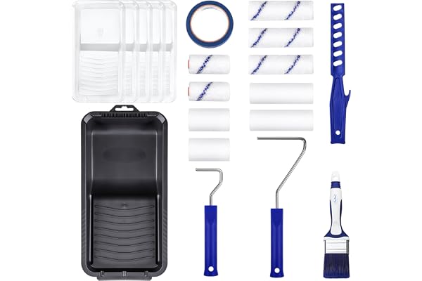 20pcs Small Paint Roller Kit, PinStone 4 inch 2 inch Paint Roller Brush Kit with Foam, Microfiber Covers & Heavy-Duty Paint T