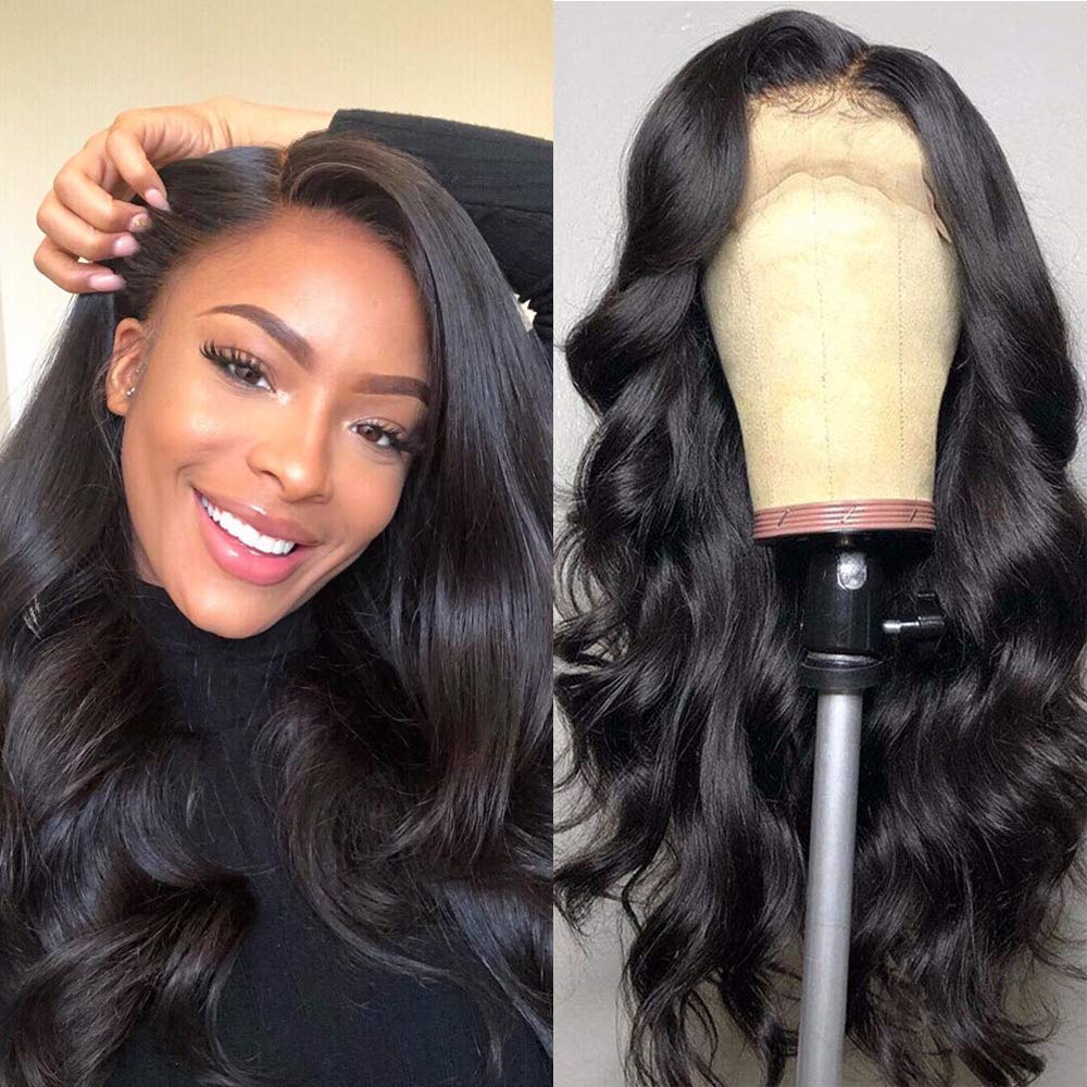 A8 Body Wave Lace Front Wigs Human Hair Pre Plucked Natural Hairline 13x4 Lace Frontal Wigs with Baby Hair 100% Brazilian Virgin Human Hair Wigs for Black Women (14inch)