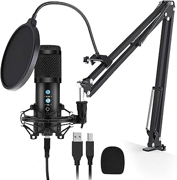 Amazon Usbマイク コンデンサーマイク 録音マイク Ps4マイク Pcマイク 192khz 24bit ノイズ低減 ポッドキャスト 掛け式 サウンドカード内蔵 スタンド調整可能 スタジオ用 Skype Youtube ポッププロテクター付き Windows Mac Ps4対応 録音 放送 ストリーミング M 858