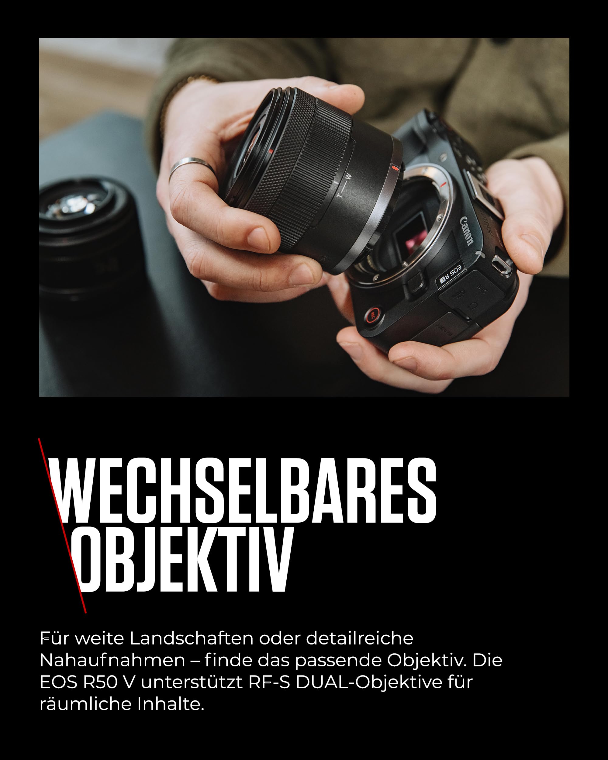 Canon EOS R50 V– Vlog-Kamera (Gehäuse) kompatibel RF-Objektiven | Content Creator Equipment für Vlogging & Reisen | Bluetooth-fähig 4
