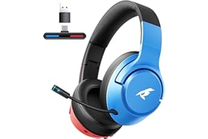 CINPUSEN CG-01 2.4Ghz Wireless Gaming Headset for Nintendo Switch丨OLED丨Lite, Bluetooth 5.4 Gaming Headphones with Noise Cancelling Microphone, 40Hr Battery, USB & Type-C Connector for PS5, PS4, PC, Laptop, Mac