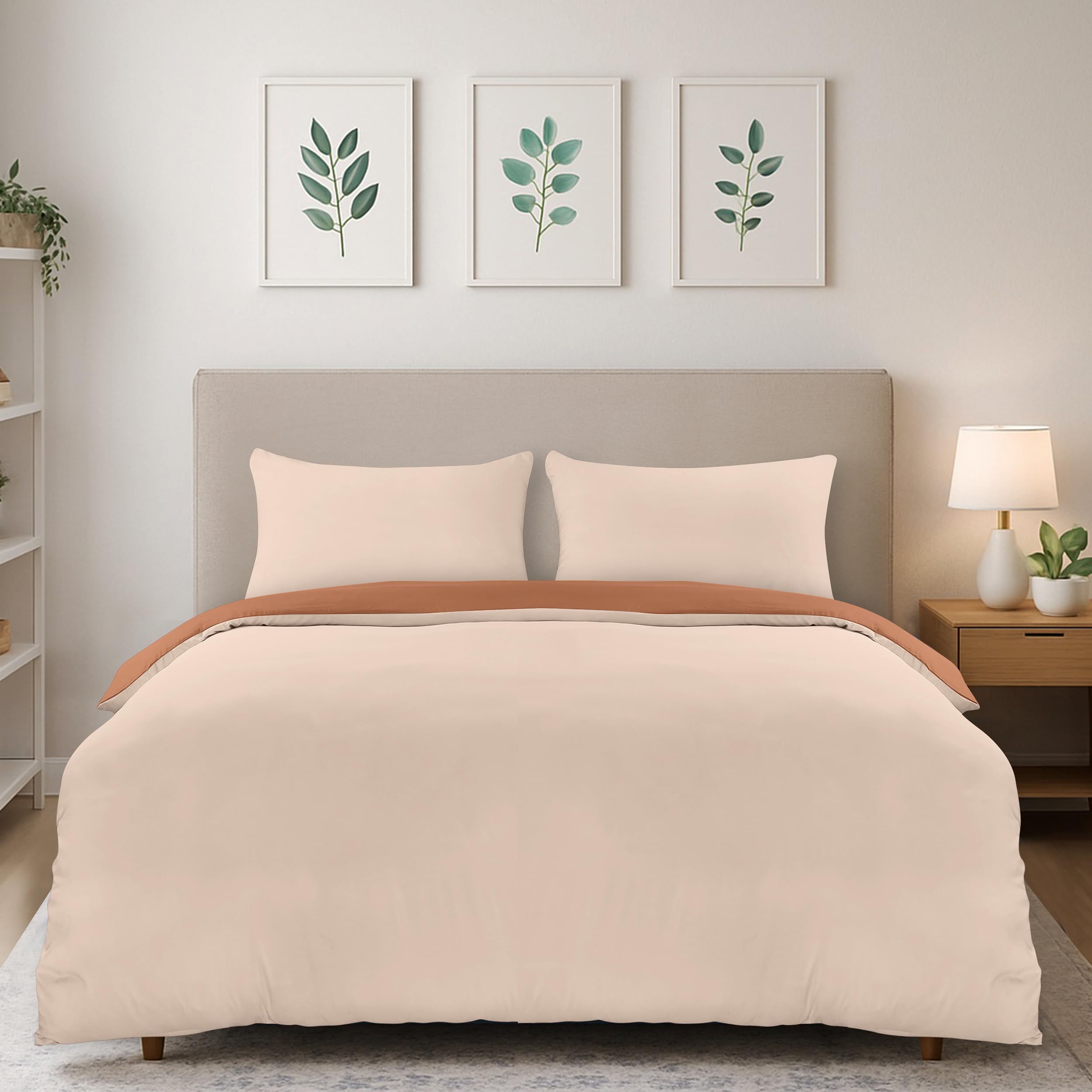 Utopia Bedding Duvet Cover Double - Soft Microfibre Polyester Duvet Cover with Pillow cases - Bedding Quilt Cover Set (Tan/Off White) โ image 1