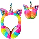 BTHRORO Unicorn Earmuffs for Kids, Foldable Ear Muffs Cute Winter Warm Ear Warmer Plush Ear Covers for Indoor and Outdoor