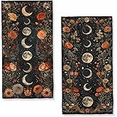 LXCSBD Moon Phases Boho Bath Hand Towels Absorbent Floral Botanic Gothic Bohemian Flower Bathroom Kitchen Towels Set of 2 Face Towels for Bathroom Gym Hotel Sport Decor Gifts for Women Man 14"x28"