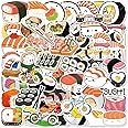 Cute Sushi Roll Rice Stickers, 50 Pcs Kawaii Japanese Food Vinyl Waterproof Stickers for Water Bottles Hydro Flask Book Lapto