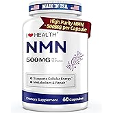 NMN 500MG Per Capsule – High Purity 99.9% NMN, NAD+ Support for Cellular Energy & Healthy Aging, 60 Capsules, Third-Party Tested, cGMP Made in USA