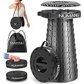 NUMANU 3XL Cushioned Collapsible Stool for Adults, Folding Seat, 1000 lbs | Oversized Big &amp; Tall Stool, Telescoping 2.7-23.2in Adjustable, 360 Swivel Pad + Waterproof Bag; Travel, Sports, Camping