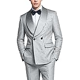 MOGU 2-Piece Velvet Mens Suit Shawl Lapel Tuxedo Slim Fit Dress Suit for Wedding Casual Business Banquet