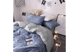 VM VOUGEMARKET Kids Duvet Cover Set Twin Blue,Premium Cotton Constellation Stars Printed Bedding Set,Galaxy Theme Comforter Cover with Zipper-Twin,Constellation