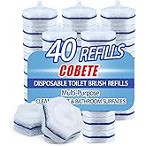 COBETE Disposable Toilet Brush Wand Refills,Disposable Toilet Refill Bowl Cleaners Brush Scrubber for Bathroom Cleaning,40 Count
