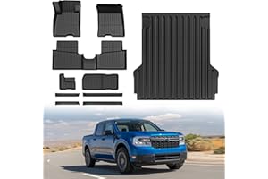 GALVAGNITE Floor Mats Bed Liner for Ford Maverick 2022-2024 2025 Hybrid Model, All Weather TPE Mat for Maverick Accessories (Bed Liner+Floor Mats+Under Seat Storage Mats+Door Sill Protectors)