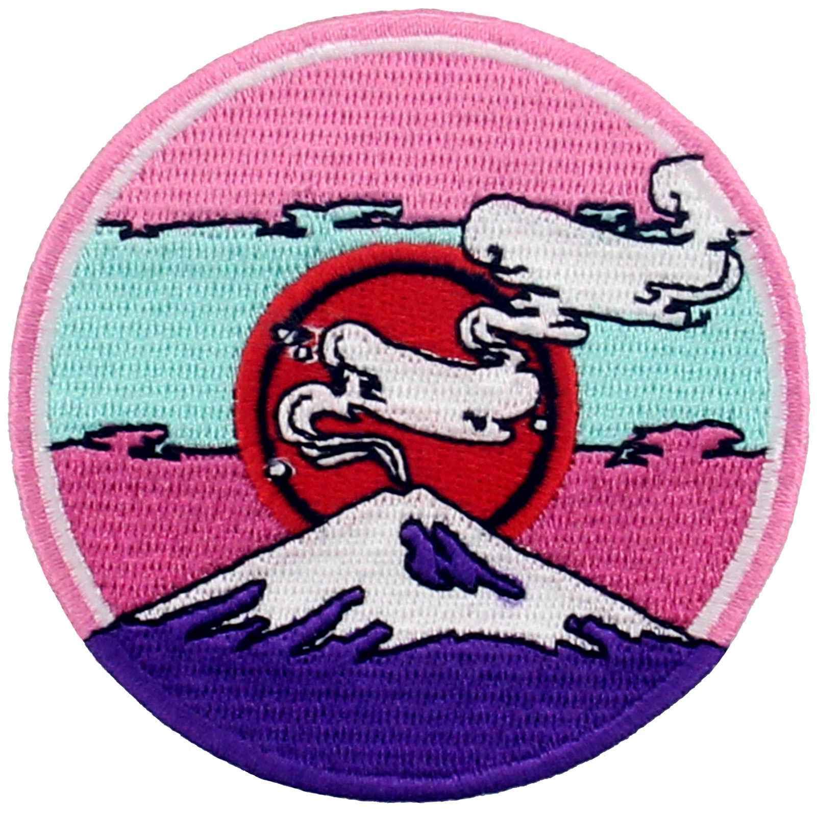 Fuji Mountain Under The Red Sun Patch Embroidered Applique Badge Iron On Sew On Emblem