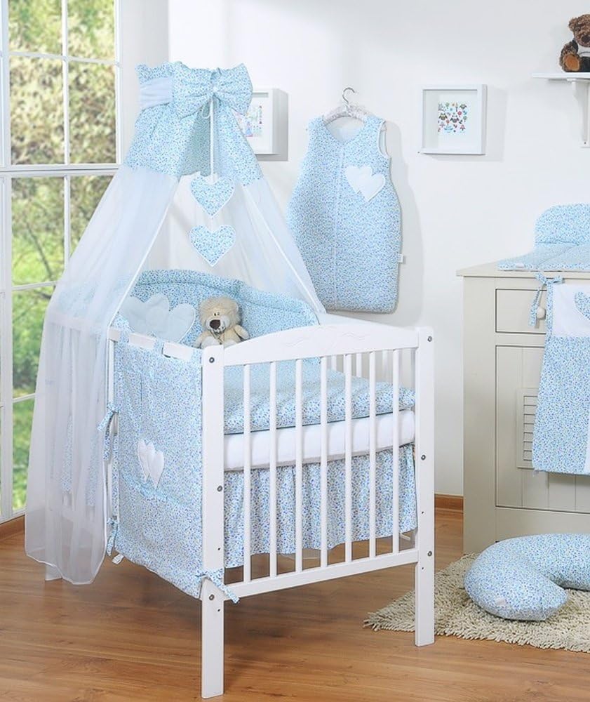 Ciel De Lit Bebe En Voile Avec Bande Liberty Bleu A Coeurs Amazon Fr Bebes Puericulture