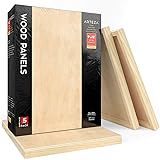 Arteza Wooden Canvas Board, 9x12 Inch, Pack of 5, Birch Wood, Cradled Artist Wood Panels for Painting, Encaustic Art, Wood Bu