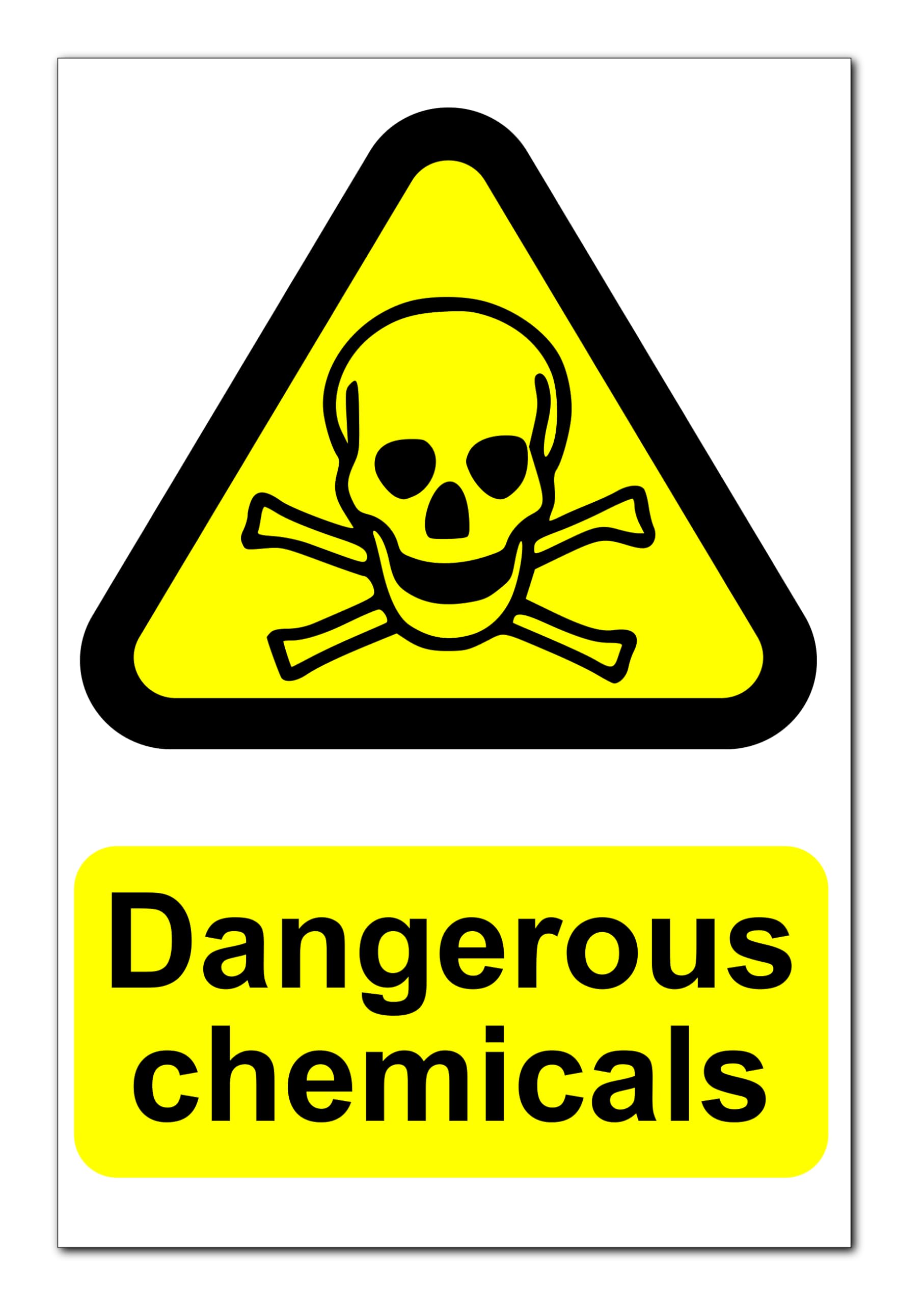 Dangerous Chemicals Correx Safety Sign Board - Printed and Laminated Corrugated Plastic 300mm x 200mm x 4mm for Hazardous Materials Warning in Industrial and Workplace Settings