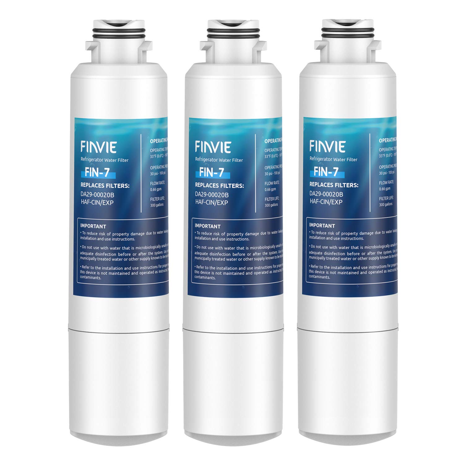 FINVIE DA29-00020B Replacement Refrigerator Water Filter, Compatible with Samsumg DA29-00020B, DA29-00020A, HAF-CIN/EXP, 46-9101, 3 Pack: Industrial & Scientific