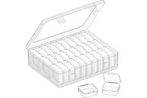 VANSUNS Bead Organizer Box, 31 Pcs Clear Plastic Storage Containers with Hinged Lids Mini Boxes for Jewelry Making, Crafts, DIY, Seed, Small Parts