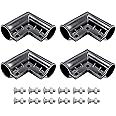 Black 4 Packs Aluminum Chain Link Fence Gate Corners, Gate Elbow with 90 Degree Angle Design for 1-3/8" x 1-3/8" Outdoor Diameter Pipe, Pressed Gate Corner Include Bolts, Easy to Install on Gate