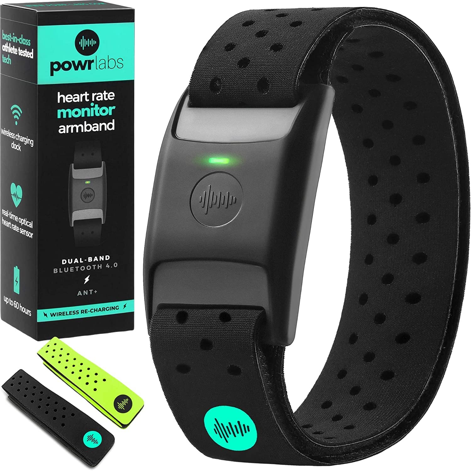 POWR LABS Bluetooth Armband Heart Rate Monitor - ANT+ Compatible with Polar, Peloton, Wahoo, Strava, Garmin, Whoop