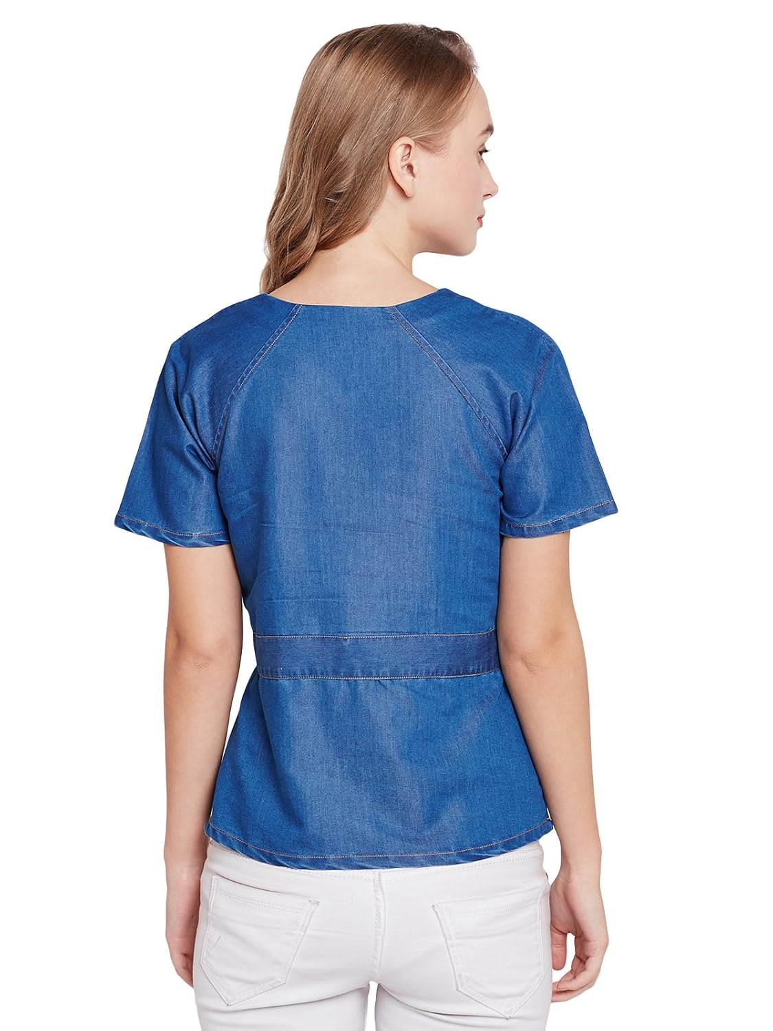 marie claire women dark blue solid top