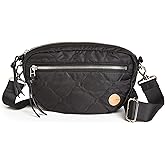 shortyLOVE Small Cruiser Wave Quilted Crossbody Bag - Womens Compact Travel Essential Sling-Purse with 55" adjustable strap