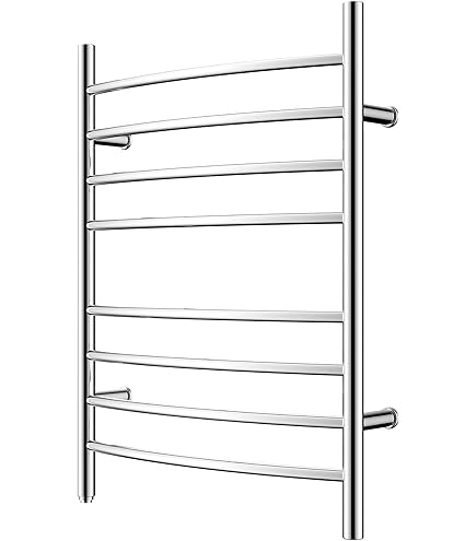 P&Bhusri Heated Towel Rack - Wall Mounted Electric Warmer With Timer, LED, Stainless Steel (10-Bar)