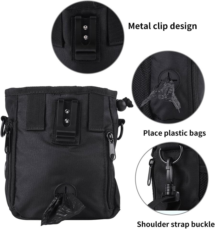 Fdit Pet Treat Bag Dog Treat Training Pouch Mesh Pouch Easily Carries Pet Toys Kibble Treats Built-In Poop Bag Dispenser 3 Ways To Wear with Adjustable Waist Belt Shoulder Strap(Black) - Image 5