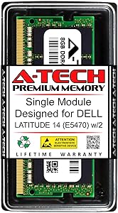A-Tech 8GB RAM for DELL Latitude 14 (E5470) W/2 | DDR4 2400MHz SODIMM PC4-19200 260-Pin Non-ECC Memory Upgrade Module