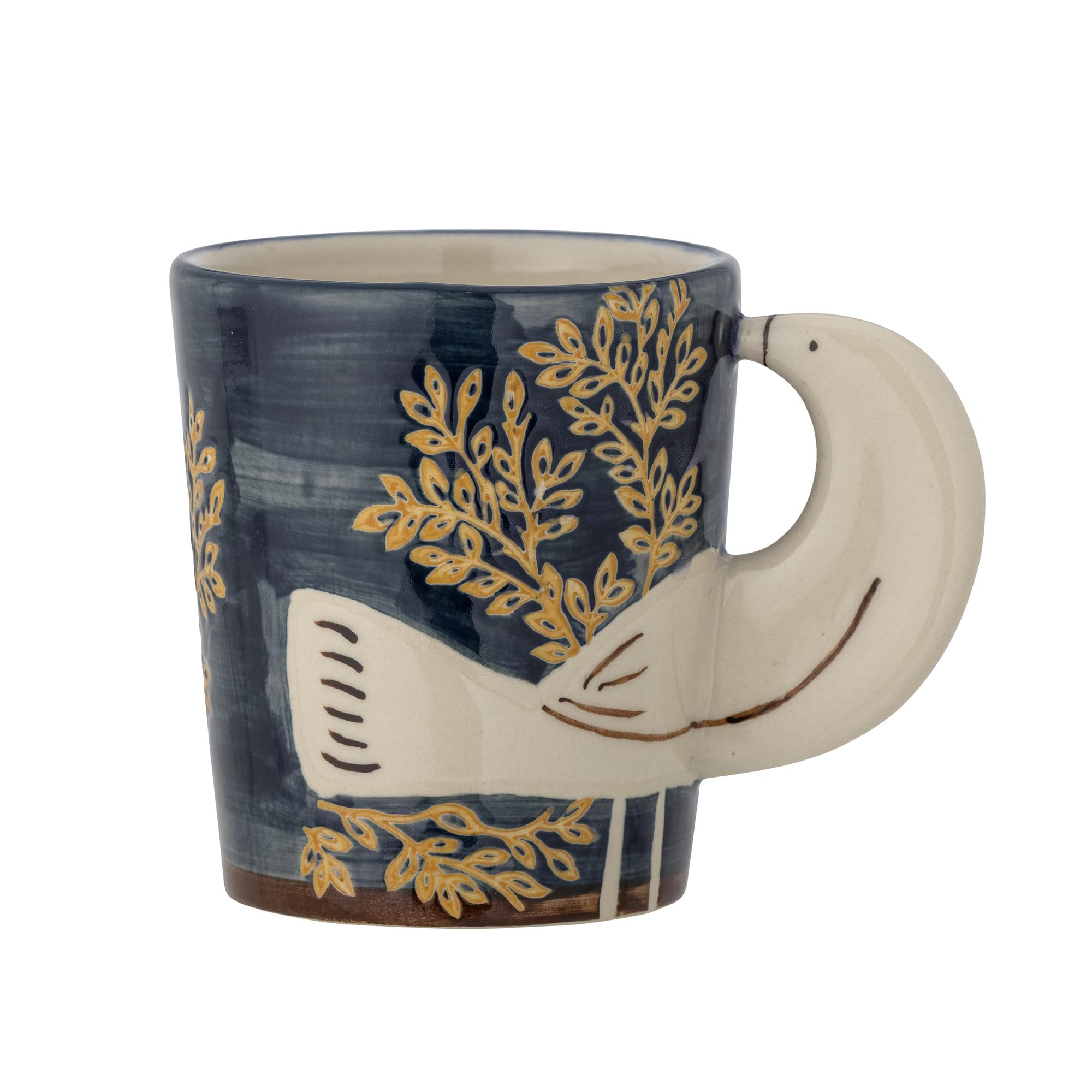 Bloomingville Hezha 82066105 Stoneware Mug with 3D Bird Handle, Dishwasher Safe, 8 x 9 cm, 260 ml, Blue