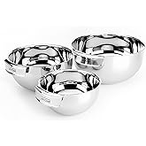 All-Clad Kitchen Accessories Stainless Steel Mixing Bowls Set 1.5, 3, 5 Quart Metal Mixing Bowls Silver