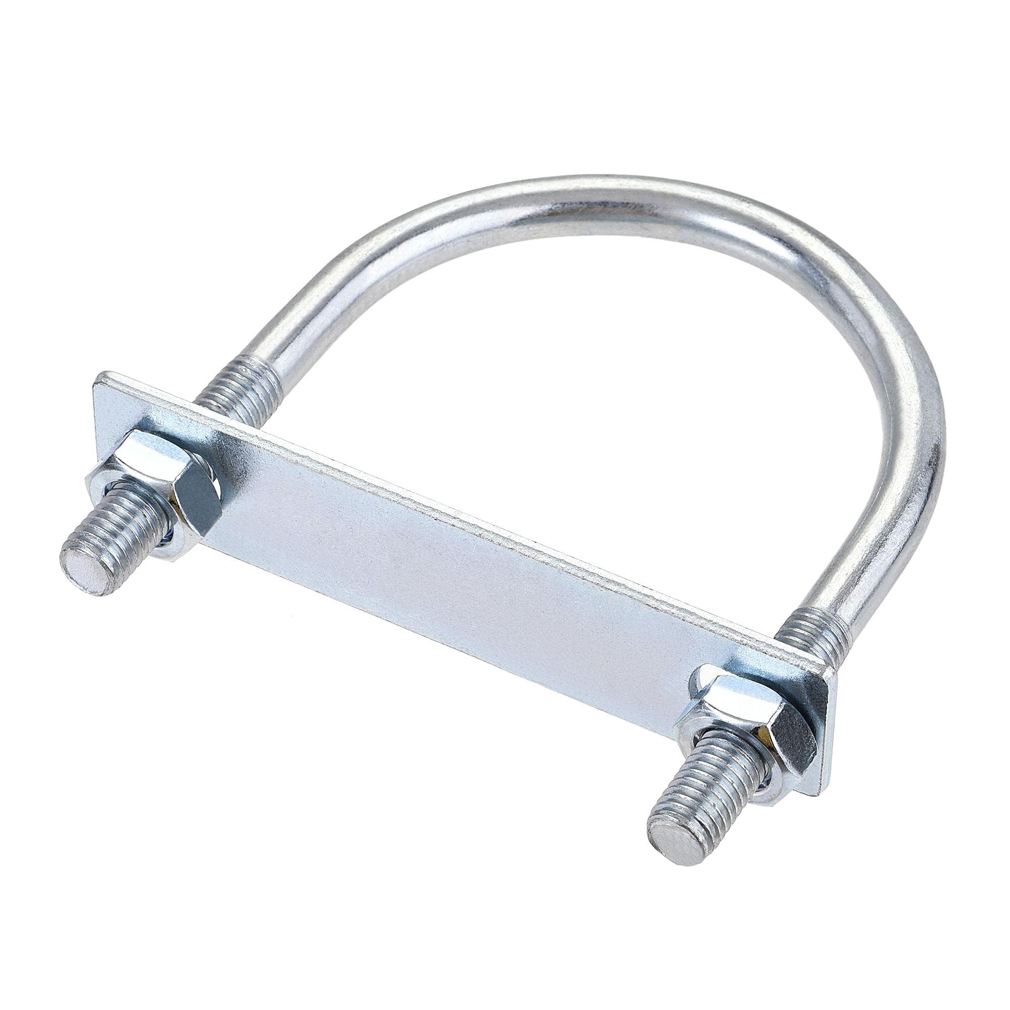 MACHSWON Round U-Bolt,1 Set Zinc Plated Alloy Steel M10 U Bolts 77mm(3.03") Inner Width 105mm Length with Nuts and Frame Plate for Automobiles Boat Trailer