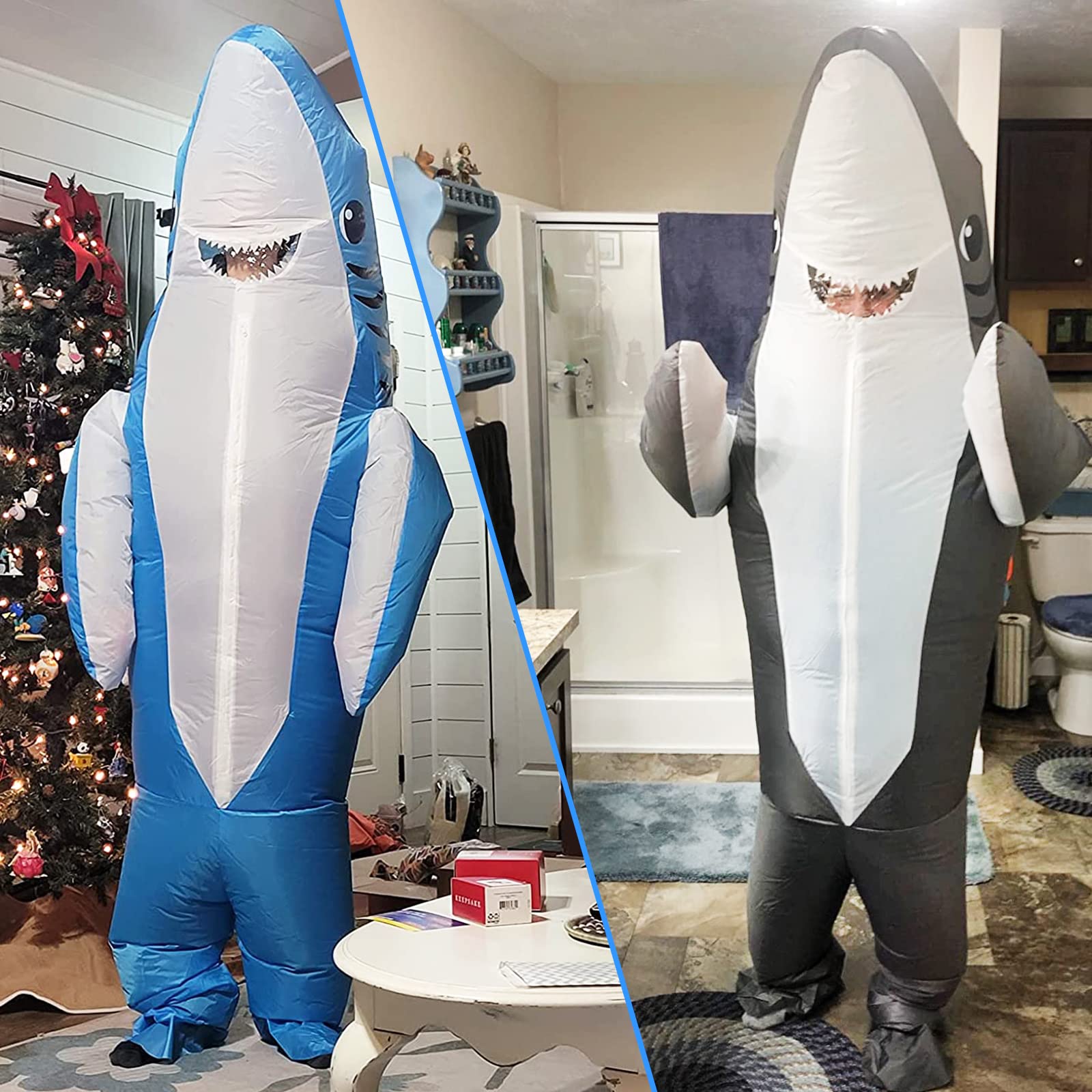 Stegosaurus Inflatable Shark Costume for Halloween Cosplay Party - Funny Blue Shark