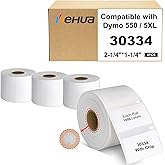 Hehua 2-1/4" x 1-1/4" Compatible with DYMO Labelwriter 550 5XL 30334 with RFID Chip, Multipurpose Barcode & FNSKU Labels, Perforated, Compatible with DYMO Desktop Printers, Total 4000 Labels/4 Rolls