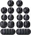 OHill Cable Clips, 16 Pack Black Cord Organizer Cable Management for Organizing Cable Cords Home and Office, Self Adhesive Cord Holders