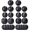 OHill Cable Clips,16 Pack Black Adhesive Cord Holders, Ideal Cable Cords Management for Organizing Cable Wires-Home, Office, 
