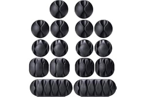 Cable Clips, OHill 16 Pack Black Adhesive Cord Holders, Ideal Cords Management for Organizing Cable Wires-Home, Office, Car, 