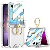 Galaxy Z Flip 7 Case with Screen Protector Hinge Protection Clear for Samsung Flip 7 Case with Kickstand Protective Cover for Samsung Galaxy Z Flip 7 5G (2025) - Clear