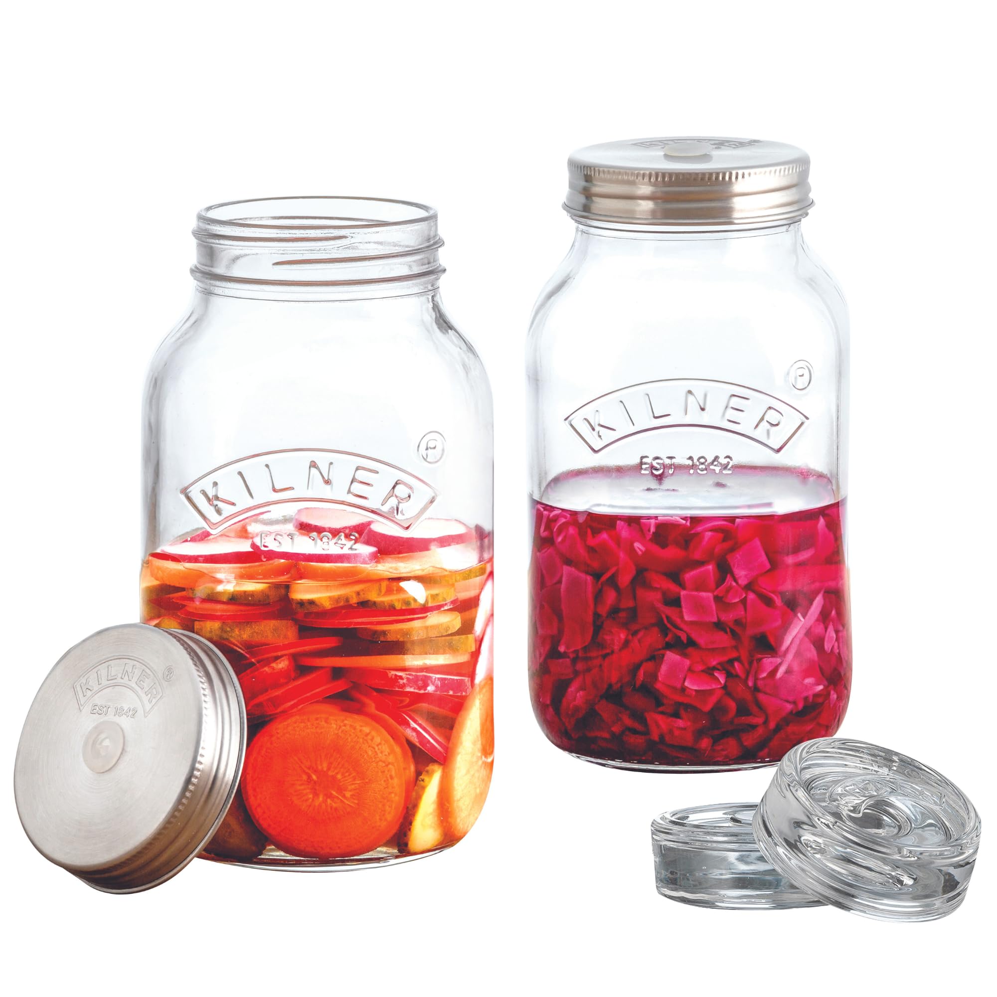 Kilner Set of 2 Fermentation Jars, 1 Litre
