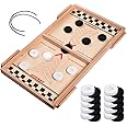 Fast Sling Puck Game Board, Large Size 21.3 inch Wood Hockey Game Toy, String Speed Winner Board Games Toys for Adult Parent Kids Children Family