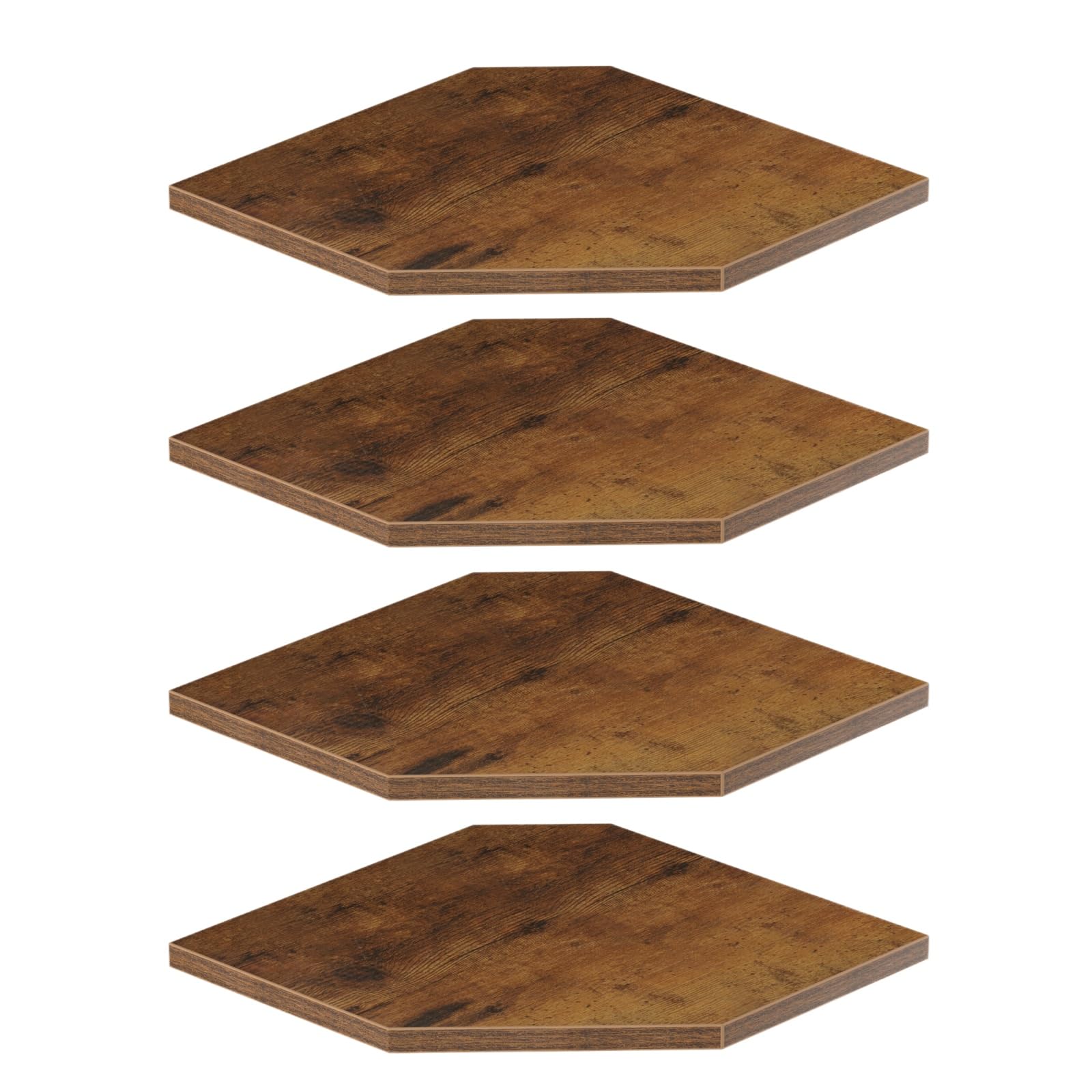 Photo 1 of ***HARDWARE NOT INCLUDE***JJL Corner Shelf, 12 Inch Set of 4 Floating Shelves for Wall with Wire Hole for Security Camera and Radios Storage, 13.3 Inch Deep Wall Mounted Shelves for Living Room Corner Decoration, Rust Brown