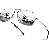 Peekaco Aviator Sunglasses for Men Women, UV Protection Ultra Lightweight Rectangular Polarized Sunglasses