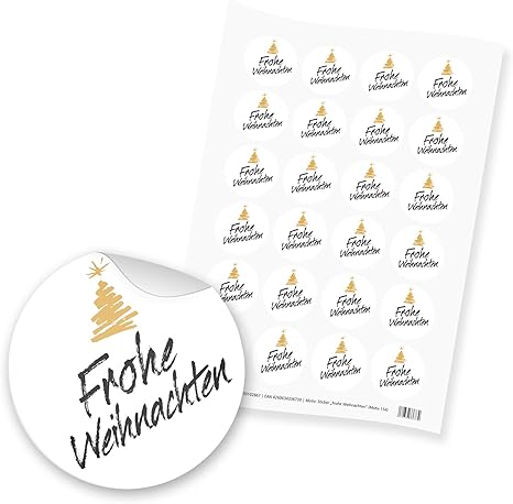 itenga 24x Sticker Aufkleber Motiv Frohe Weihnachten Schrift Tannenbaum  Adventskalender Geschenke Dekoration Schwarz Weiß Gold: Amazon.de: Küche &  Haushalt