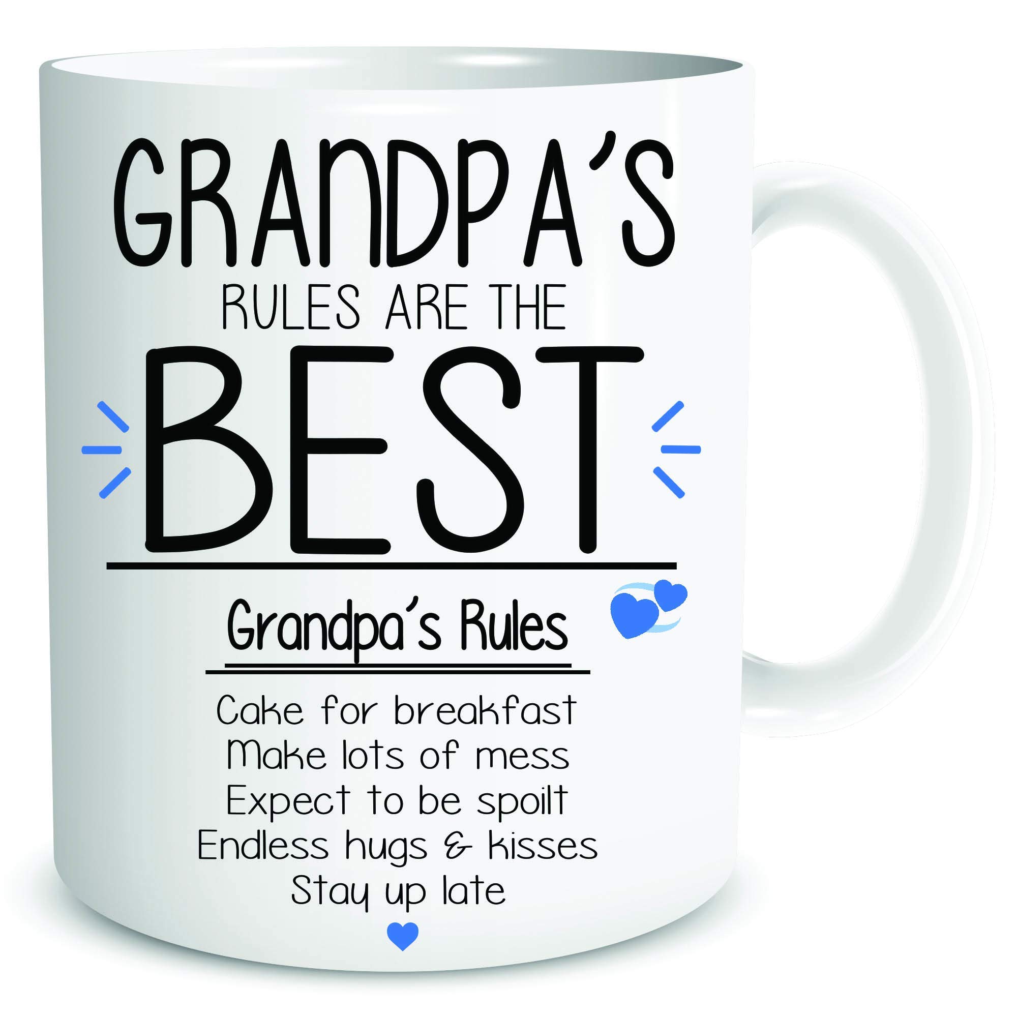 Funny Grandpa's Rules are The Best Coffee Mug Cup Tea Mugs Gift Present Dad Birthday Christmas from The Grandchildren WSDMUG1888